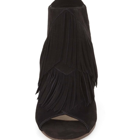 Sam Edelman Elaine Black Suede Fringe Heel 6.5 Womens - Picture 3 of 7